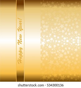 Shiny background. Gold stars and ribbon.