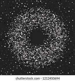 A shiny background of small steal on a black background. Luxurious pattern with silver dust effect.