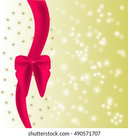 Shiny background with sparkles and red ribbon and bow