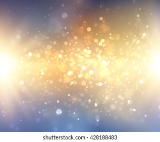 Shiny background with sun burst and defocused light particles. Vector eps10.