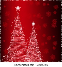 Shiny background with two Christmas trees