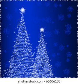 Shiny background with two Christmas trees