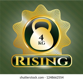  Shiny badge with 4kg kettlebell icon and Rising text inside