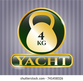  Shiny badge with 4kg kettlebell icon and Yacht text inside