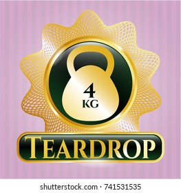  Shiny badge with 4kg kettlebell icon and Teardrop text inside