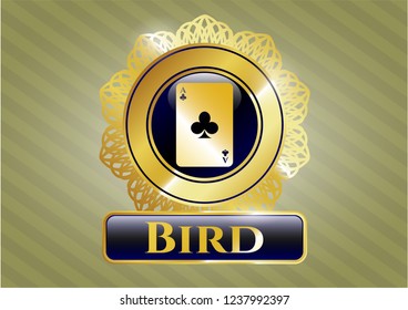  Shiny badge with ace of clover icon and Bird text inside