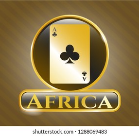  Shiny badge with ace of clover icon and Africa text inside