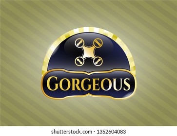  Shiny badge with air drone icon and Gorgeous text inside