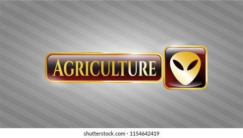  Shiny badge with alien icon and Agriculture text inside
