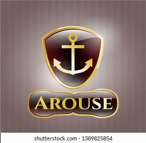  Shiny badge with anchor icon and Arouse text inside