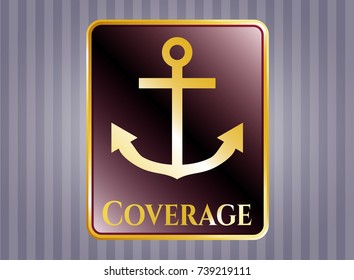  Shiny badge with anchor icon and Coverage text inside