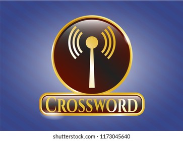  Shiny badge with antenna signal icon and Crossword text inside
