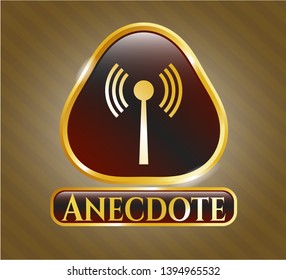  Shiny badge with antenna signal icon and Anecdote text inside