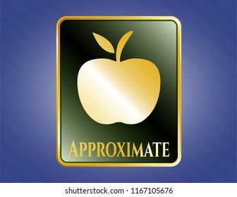  Shiny badge with apple icon and Approximate text inside
