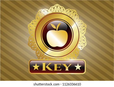  Shiny badge with apple icon and Key text inside