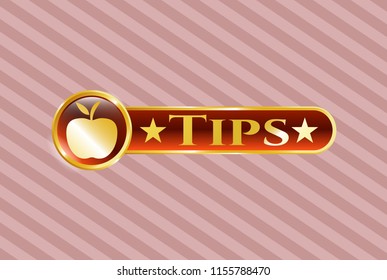  Shiny badge with apple icon and Tips text inside
