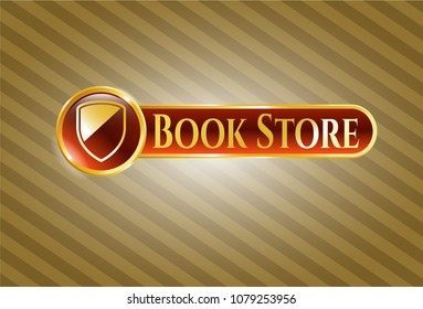   Shiny badge with armor icon and Book Store text inside