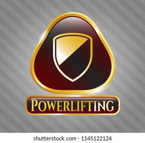  Shiny badge with armor icon and Powerlifting text inside