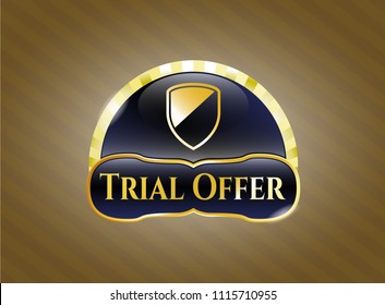  Shiny badge with armor icon and Trial Offer text inside