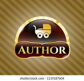  Shiny badge with baby cart icon and Author text inside