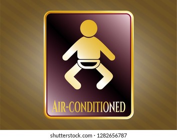  Shiny badge with baby icon and Air-conditioned text inside