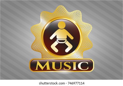  Shiny badge with baby icon and Music text inside