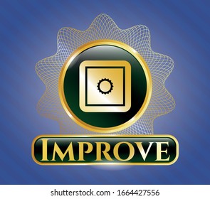  Shiny badge with bank safe icon and Improve text inside