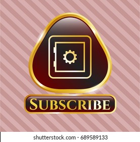  Shiny badge with Bank Safe icon and Subscribe text inside