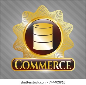  Shiny badge with barrel icon and Commerce text inside