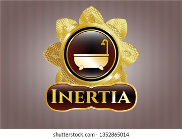  Shiny badge with bathtub icon and Inertia text inside