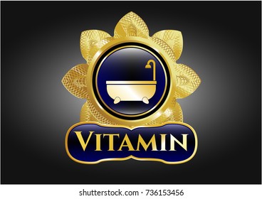  Shiny badge with bathtub icon and Vitamin text inside
