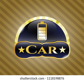  Shiny badge with battery icon and Car text inside