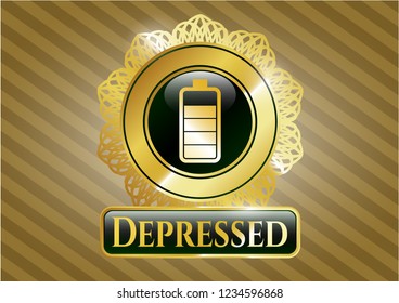  Shiny badge with battery icon and Depressed text inside