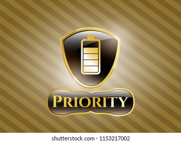  Shiny badge with battery icon and Priority text inside