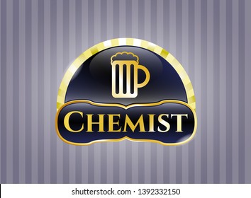  Shiny badge with beer jar icon and Chemist text inside