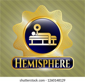  Shiny badge with bench press icon and Hemisphere text inside