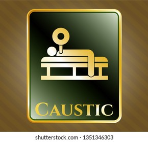  Shiny badge with bench press icon and Caustic text inside