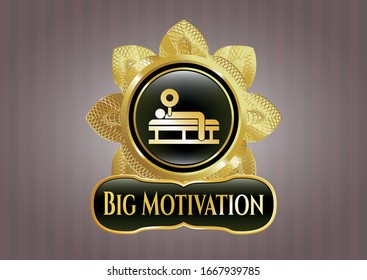  Shiny badge with bench press icon and Big Motivation text inside