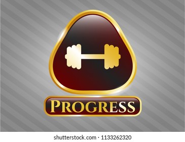  Shiny badge with big dumbbell icon and Progress text inside