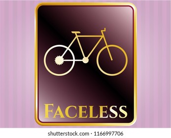  Shiny badge with bike icon and Faceless text inside
