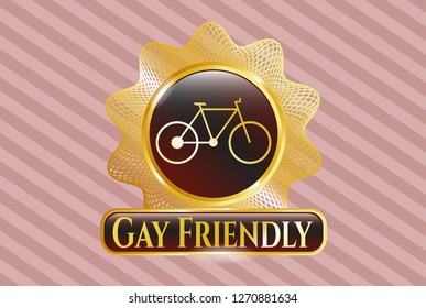  Shiny Badge With Bike Icon And Gay Friendly Text Inside