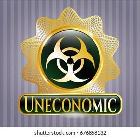  Shiny badge with Biohazard icon and Uneconomic text inside