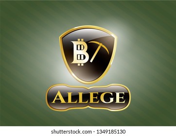  Shiny badge with bitcoin mining icon and Allege text inside