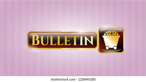  Shiny badge with Bitcoin mining trolley icon and Bulletin text inside