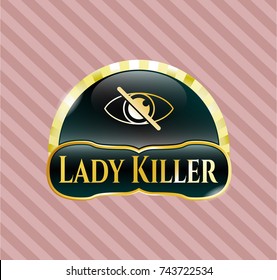  Shiny badge with blind icon and Lady Killer text inside