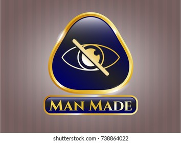  Shiny badge with blind icon and Man Made text inside