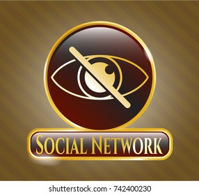  Shiny badge with blind icon and Social Network text inside