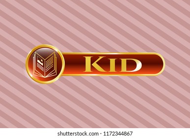  Shiny badge with book icon and Kid text inside
