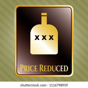  Shiny badge with bottle of alcohol icon and Price Reduced text inside