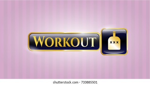  Shiny badge with bottle of alcohol icon and Workout text inside